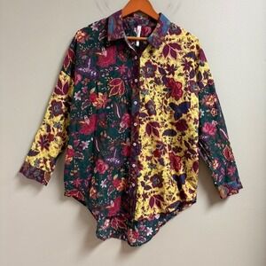 By Anthropologie Paisley Button Blouse Size M Patchwork Printed Festival Hippie